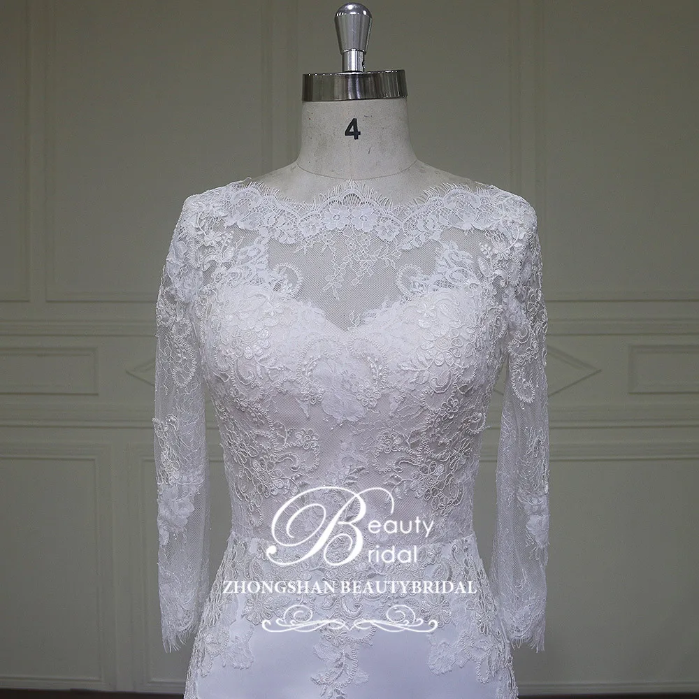 Elegnt Custom made Mermaid Wedding Dresses Lace Beach Floor-length Bridal Gowns Vestido De Novias Wedding Dress XFM011