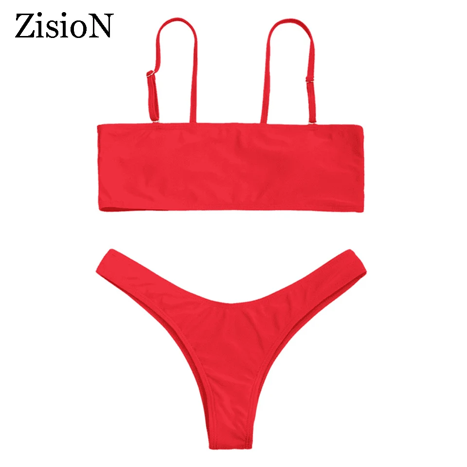 ZisioN 2018 бандо Бикини Набор бразильские стринги купальные костюмы женские