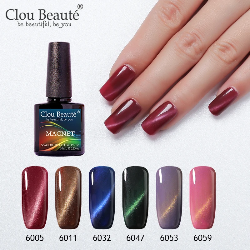 Гель лак для ногтей Clou Beaute кошачий глаз отмачиваемый Магнитный цветной