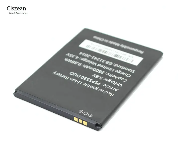 Ciszean PSP5530 DUO 2600mAh Smart Mobile Phone Replacement Battery For Prestigio PSP 5530 Free Shipping x 2PCS | Мобильные телефоны