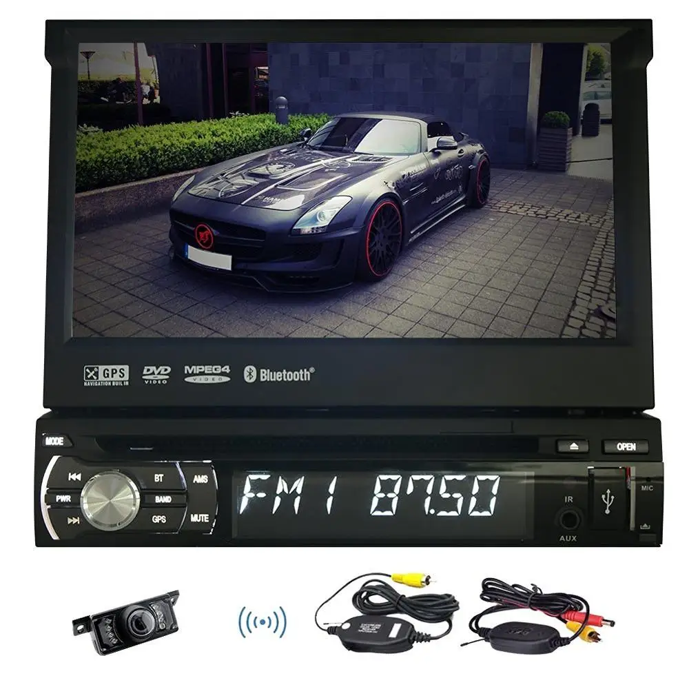 Бесплатная Беспроводной сзади Камера + 1 DIN сенсорный экран DVD плеер в тире GPS