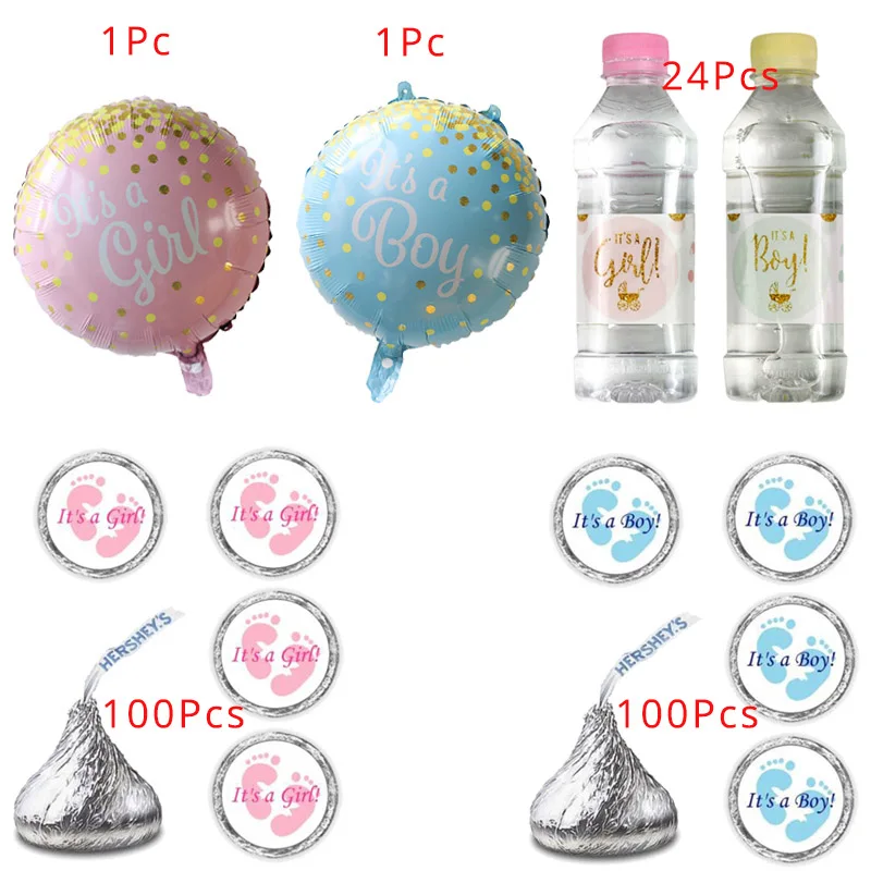 Mix Sets WEIGAO Baby Shower вечерние воздушные шары из фольги это девочка/это мальчик гелиевые шары бутылка для воды этикетки напиток обертка подарок наклейка на мешок - Цвет: Mix Sets