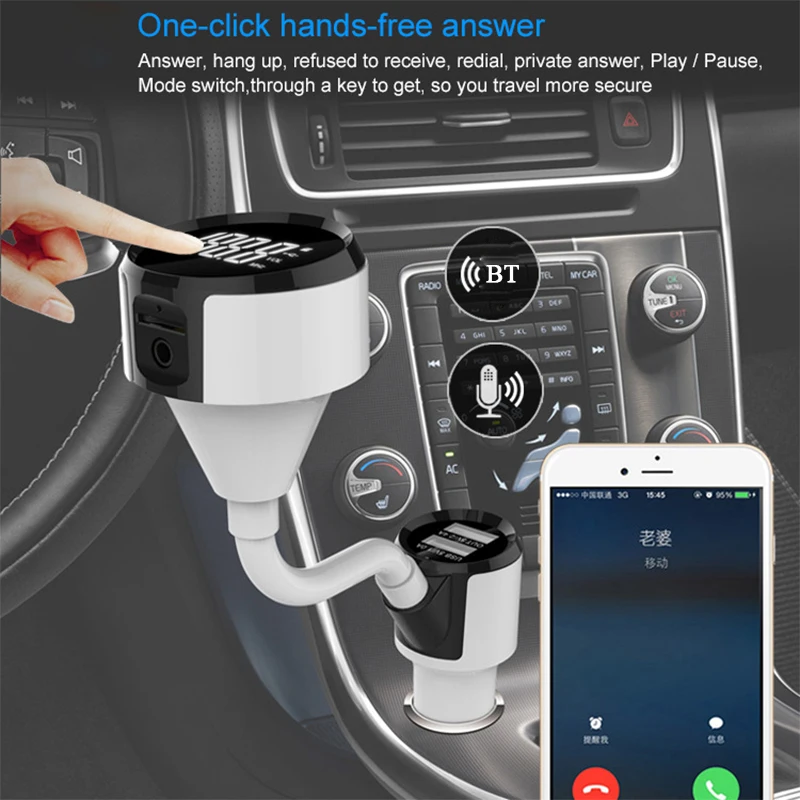 Автомобильный FM передатчик Bluetooth Aux автомобильный комплект громкой связи 4 2