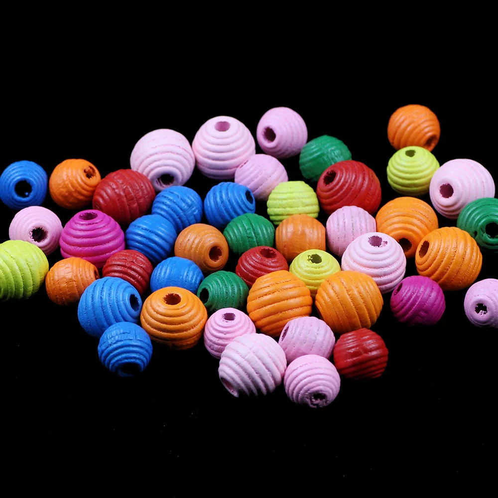 

BTFBES Thread Beehive Wooden Beads 12/16mm 20Pcs DIY Round Wood Loose Spacer Bead for Jewelry Making Crafts Kids Toys Teething