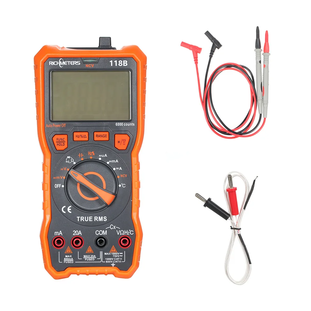 Цифровой мультиметр RICHMETERS 118B 20 А 6000 отсчетов Бесконтактный индикатор напряжения