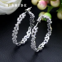 hibride newest design marquise aaa cubic zirconia crystal big hoop earrings for women fashion jewelry bijoux femme e 445