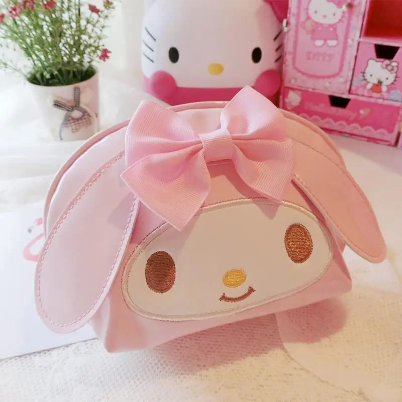 Милая сумочка для макияжа hello kitty My Melody из искусственной кожи, косметичка, водонепроницаемая портативная дорожная сумка, сумка для хранения, сумочка для девочек, коробка для макияжа, подарок для девочек - Цвет: 19cm