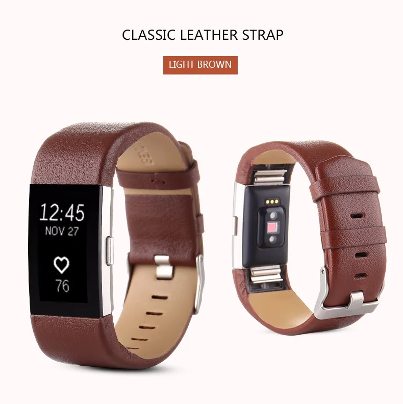 Высококачественный кожаный ремешок для часов браслет умных Fitbit Charge 2 сменный