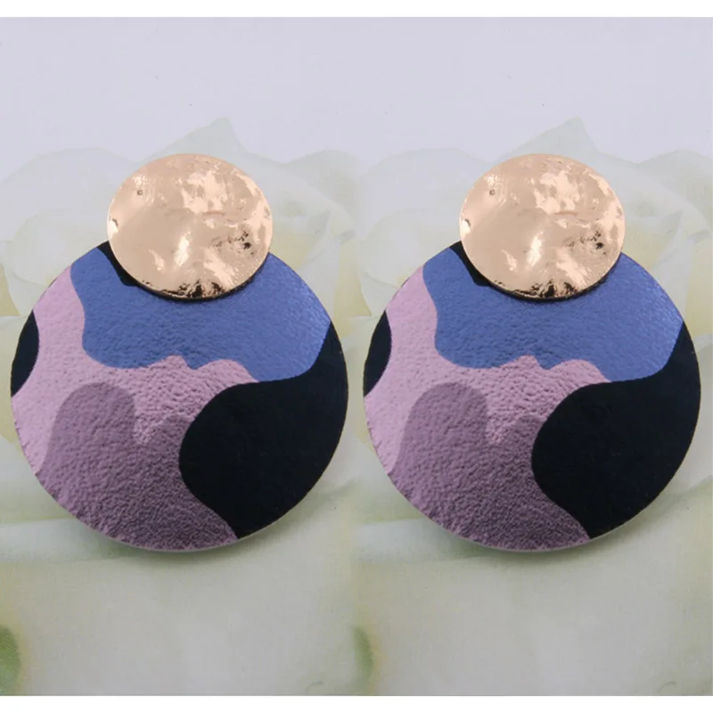 tiger purple NeeFu WoFu Flash кожаные серьги в виде капли воды большие серьги сплав медь большие длинные женские серьги Brinco Oorbellen Рождество - Окраска металла: tiger purple