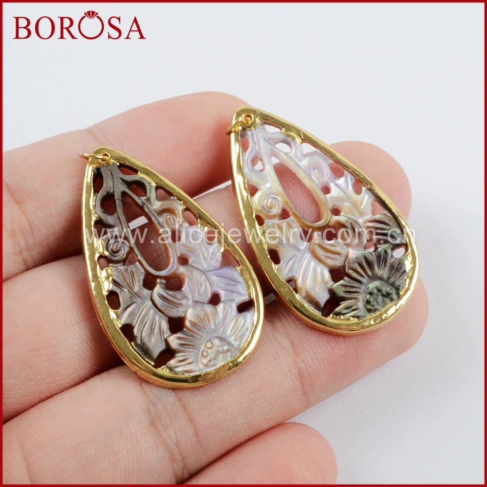 BOROSA 10 шт. оптовая продажа Радужный корпус резной Шарм слеза натуральный