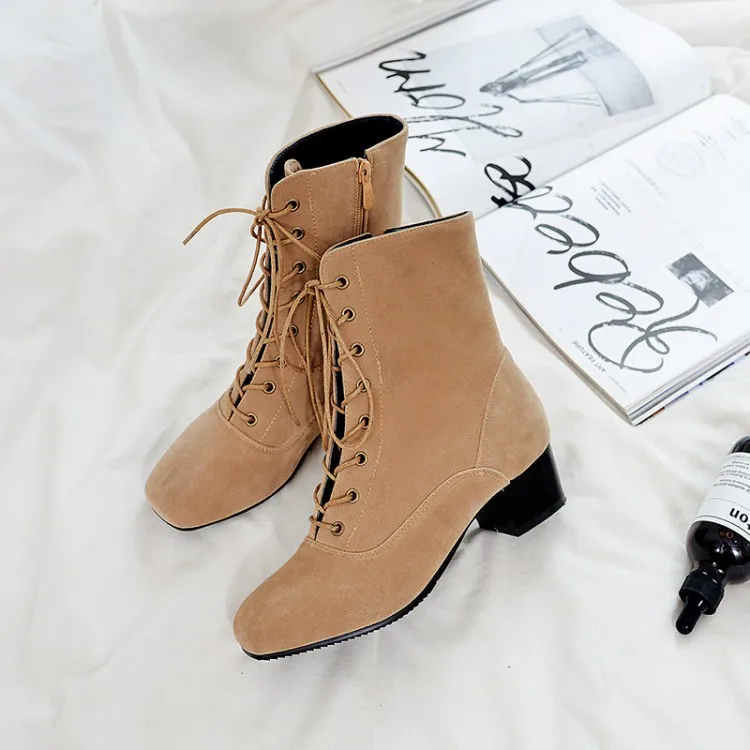 Big Size 9 10 11-16 boots women shoes ankle boots for women ladies boots Cross strap side zipper