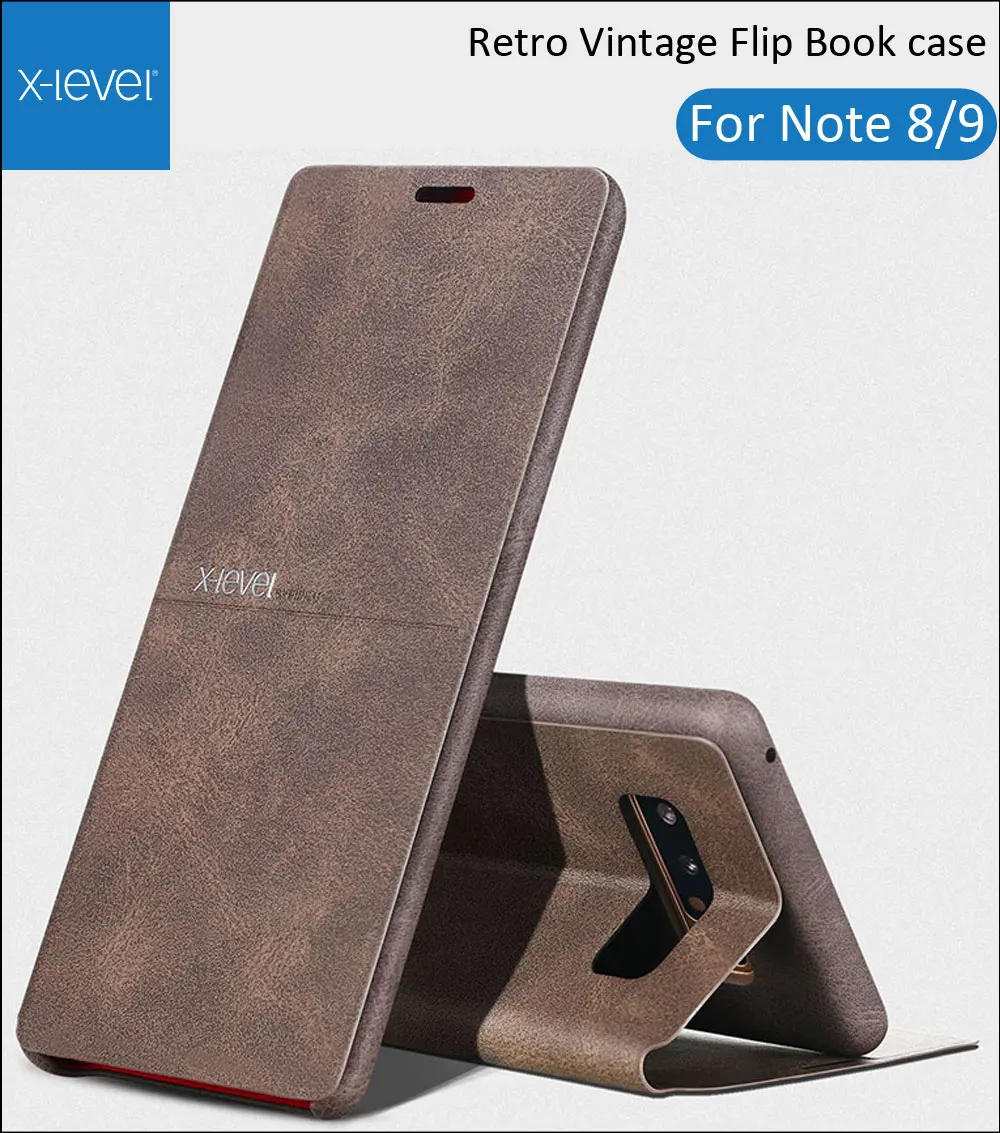 X Level Экстремальный кожаный чехол книжка для samsung Galaxy Note 9 Ретро винтажный Чехол Note9