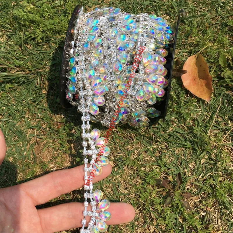 1 ярд/упаковка 2 см великолепные украшения для волос из черного камня|ab rhinestone