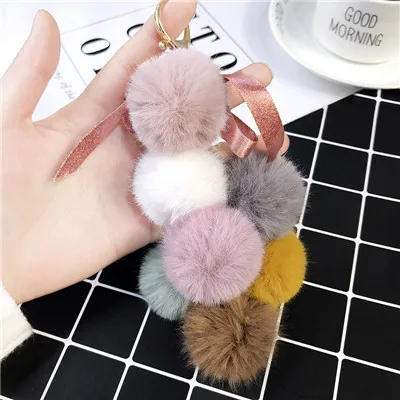 Colorful Fancy&Fantasy, новинка, брелок с фруктовым помпоном, помпоном, помпоном из искусственного кроличьего меха, виноградный брелок, женская сумка, подвеска, брелок Llavero - Цвет: Colorful