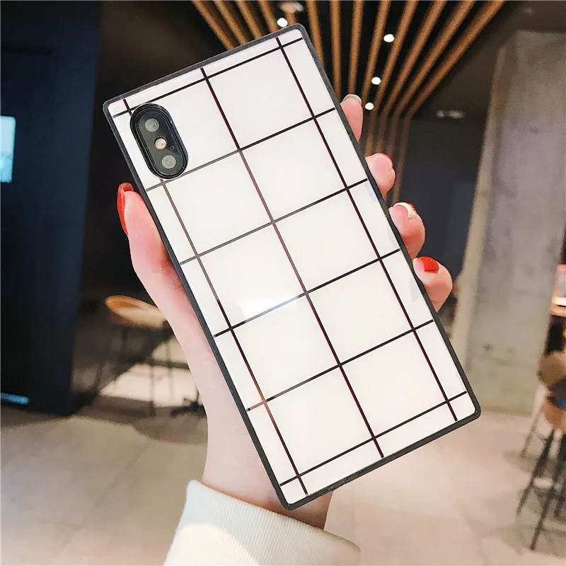 DIS чехол квадратное закаленное стекло для телефона iphone XS MAX XR X 8 7 6 6s plus Стильный