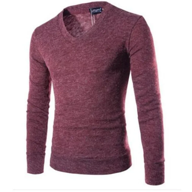 purple Pull Homme свитера с v-образным вырезом Стильный вязаный мужской свитер с длинными рукавами мужские однотонные длинные свитера пуловер 7 цветов - Цвет: purple