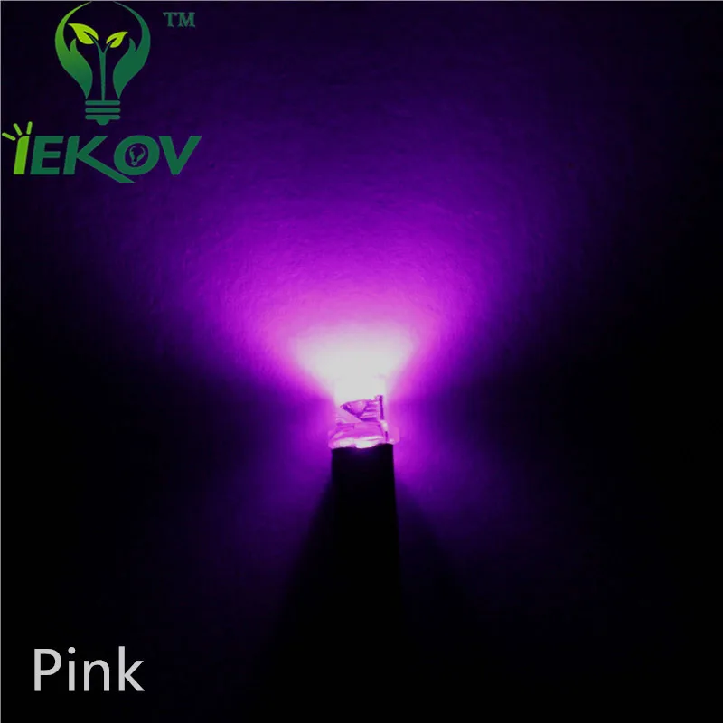 100 шт. LED 3 мм диод плоский верх розовый Предварительно проводной резистор 9-12 В DC