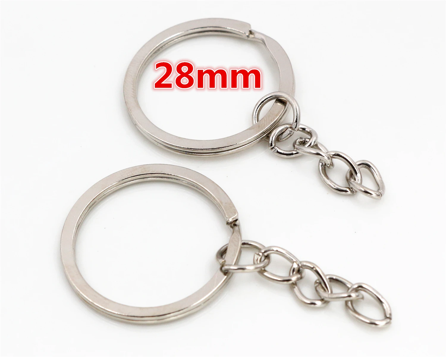 28mm Rhodium 20 шт./партия брелок для ключей 3 цвета покрытый 50 мм Длинный круглый раздельный брелок для ключей - Цвет: 28mm Rhodium