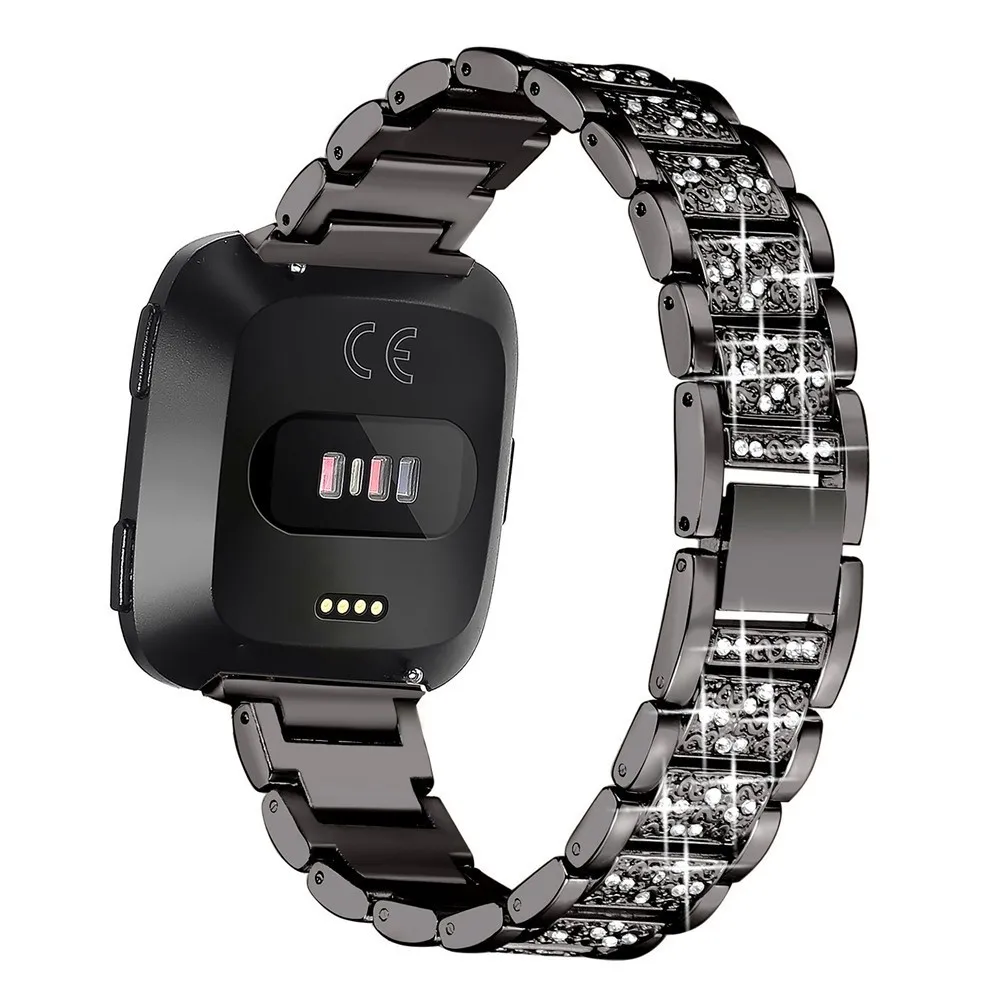 Black Ремешок для Fitbit Versa Band Женские аксессуары металлический Рогатка Пряжка замена Браслет для Fitbit Versa Lite - Цвет: Black