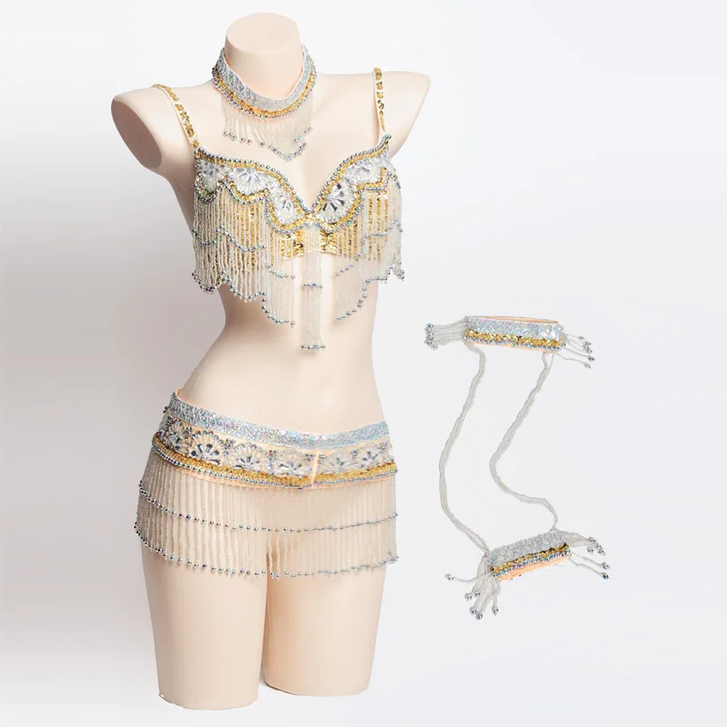 Женский комплект для танца живота откровенный костюм с ремнем и бюстгальтером на
