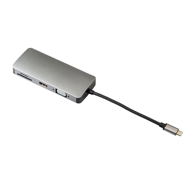 Видеоадаптер 8 в 1 Type C Hdmi Vga + Ethernet Lan Rj45 Usb 3 0 Sd Tf кардридер для Macbook Air Pro Для Imac на Tv