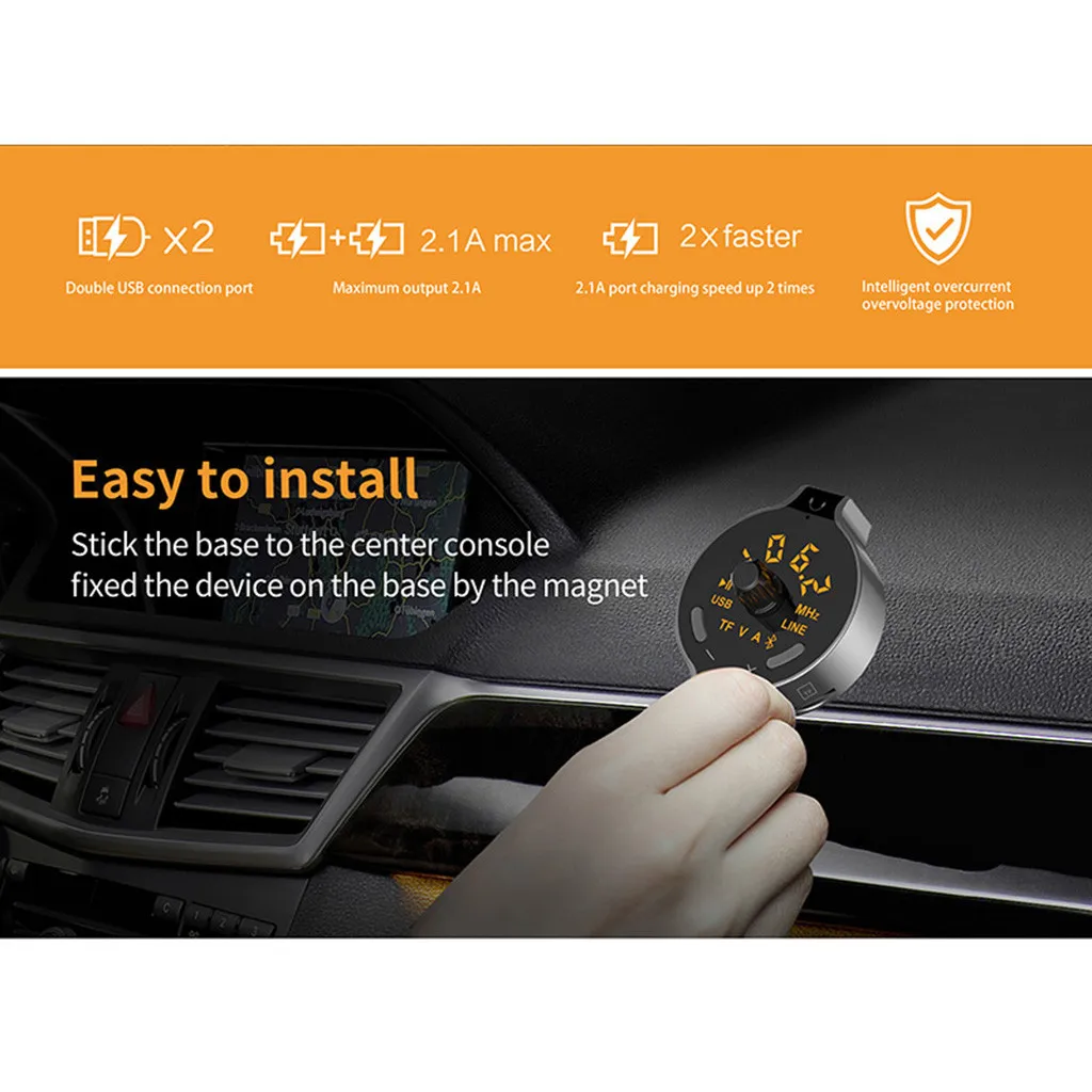 Fm-передатчик Bluetooth hands-free Автомобильное зарядное устройство fm-модулятор MP3-плеер TF карта USB lcd автомобильные аксессуары