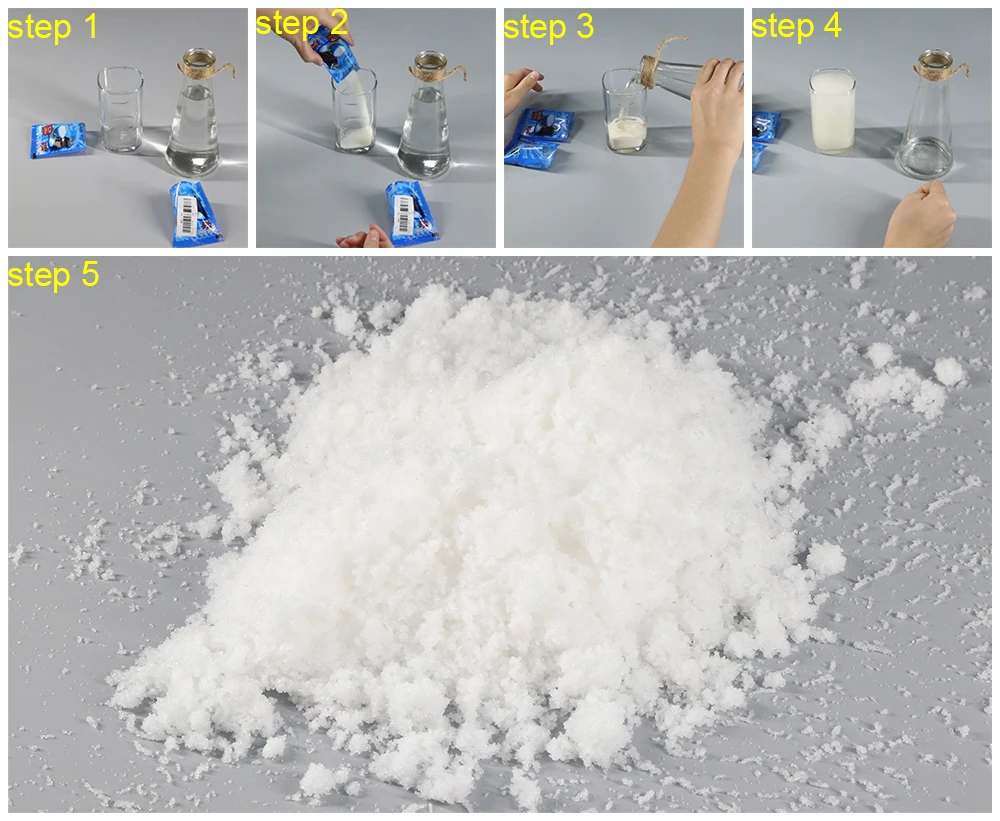 1 упаковка искусственный снег пушистая Снежинка супер абсорбент Волшебный