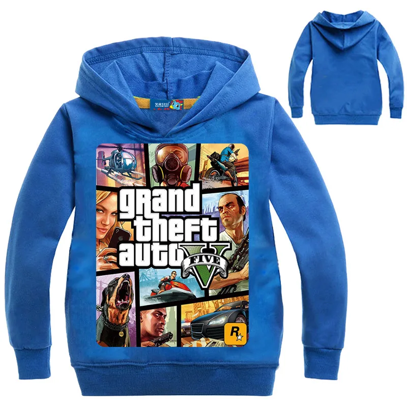 Boys Outwear gta 5 Hoodies Street Fight Long with Costumes Clothes T shirts Children's Sweatshirts For Boy Kids Tops | Детская