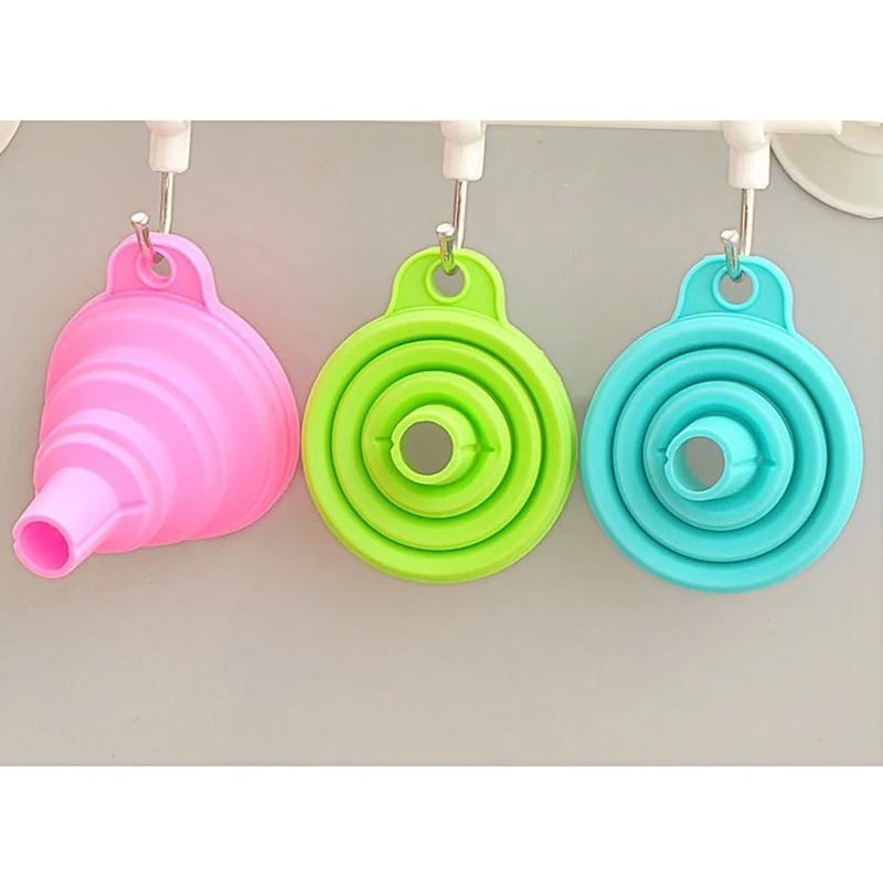 CARRYWON 1pc Mini Foldable Funnel Colorful Silicone Collapsible Style Folding Portable Funnels Be Hung Kitchen Tool | Дом и сад