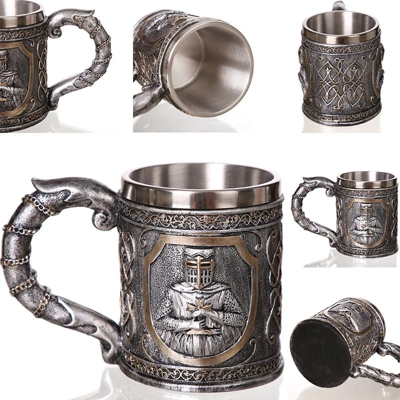 Череп GOTHIC в кружке Дракон кубок Готический ретро стиль Нержавеющая сталь Смола Материал Кофе Чай Пиво Посуда для вечеринки на Хэллоуине.