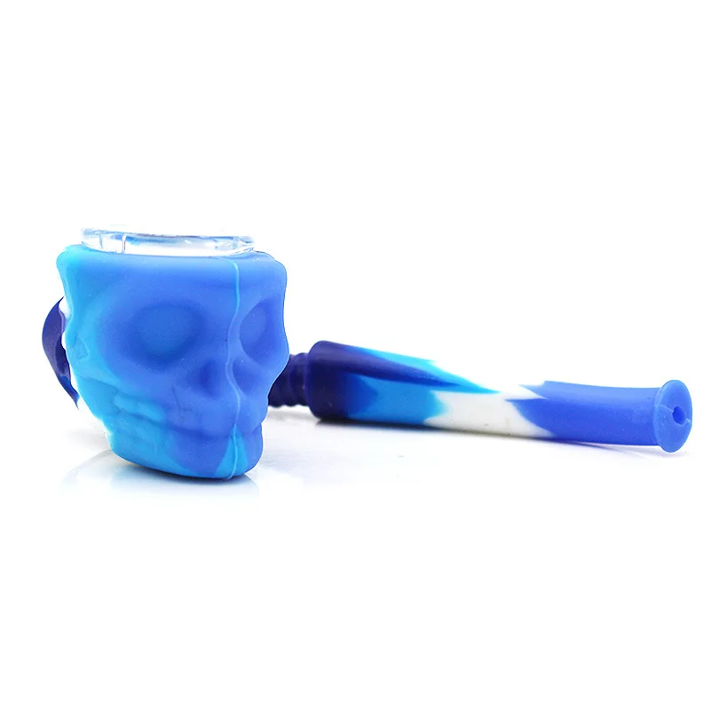 Силиконовая табачная трубка в форме черепа со стеклянной чашей переносная