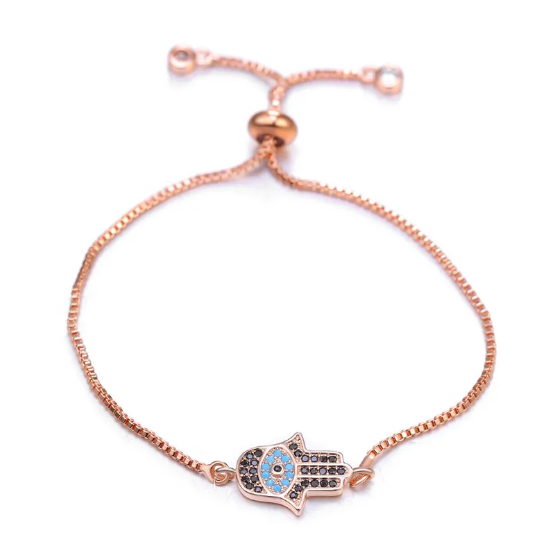 Rose Gold Золотые браслеты, мужские ювелирные изделия, полый цветок, рука Фатимы, очаровательные браслеты, золотые цепочки, браслет для женщин - Окраска металла: Rose Gold