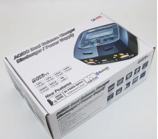 Skyrc D100 V2 Зарядное устройство двухканальный AC/DC LiPo 1-6s 2x100 Вт двойной с Bluetooth баланс зарядное устройство разряда для Lipo литий-ионный аккумулятор