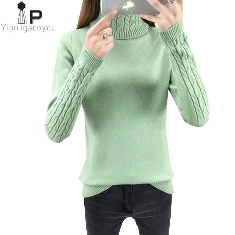 Women Turtleneck Knitted Sweater Pullover Autumn Korean Plus Size Pink Winter Tops Harajuku Loose Knitting Jumper Ladies | Женская