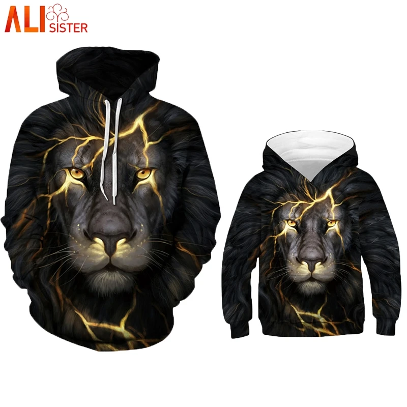 

Alisister семья сот ветствующие наряды 3d принт "Лев"; Толстовка с капюшоном, детская одежда, одежда для детей, комбинезон наряд для родителей и де...