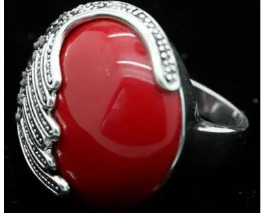 Женское кольцо из стерлингового серебра 925 пробы с красным кораллом 25 мм в новом