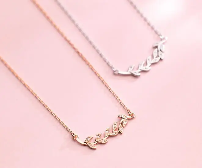 1PC 100% REAL. 925 Sterling Silver FINE Jewelry Olive Leaf Branch Slide Pendant Necklace GTLx1697 | Украшения и аксессуары