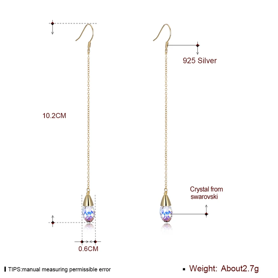 Серьги-капли из стерлингового серебра с кристаллами Swarovski длинные висячие серьги