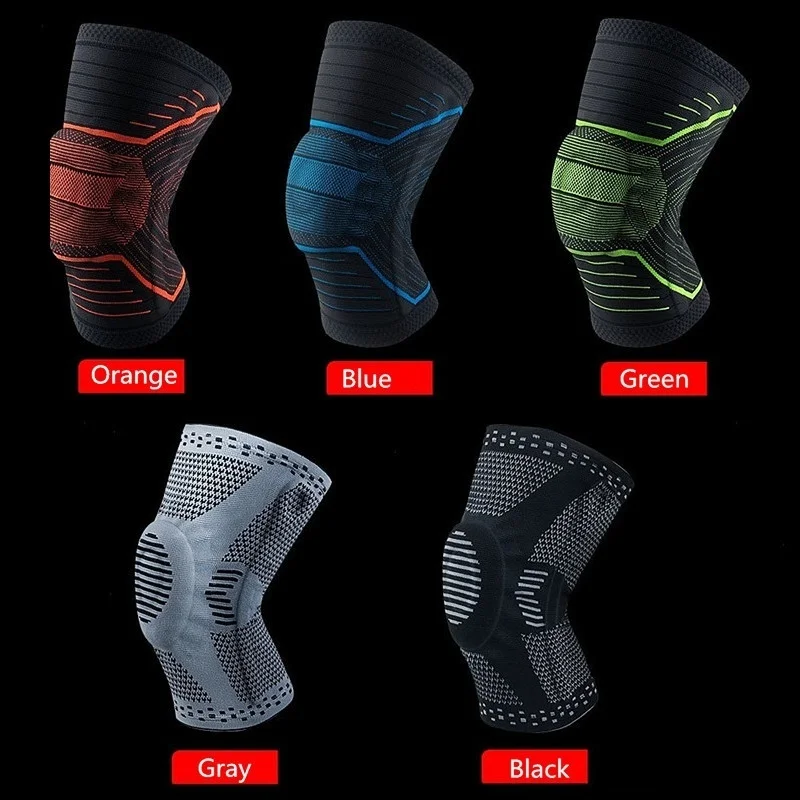1 Piece Basketball Knee Pad Silicone Spring Grey Black Orange Blue Green Knee Brace Volleyball Running Patella Support L584