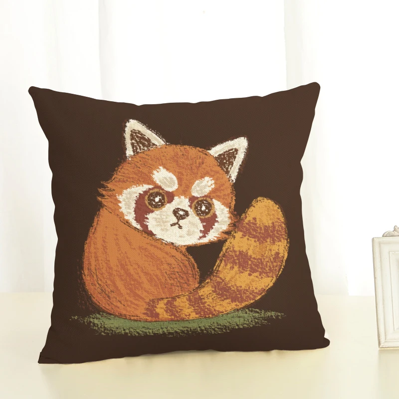 Лидер продаж еноты и панды льняные хлопковые Квадратные ретро цветочные