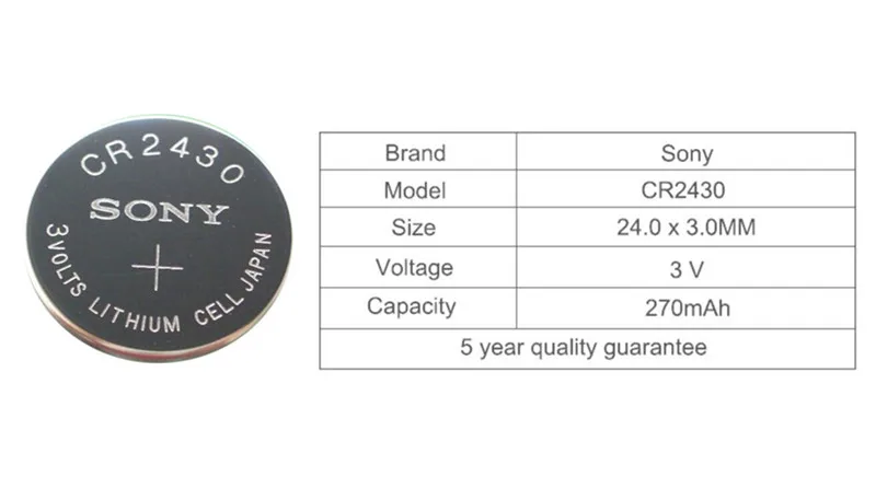 15pc Sony Original CR2430 CR 2430 3V Lithium Button Cell Battery Coin Batteries For Watches,clocks,hearing aids