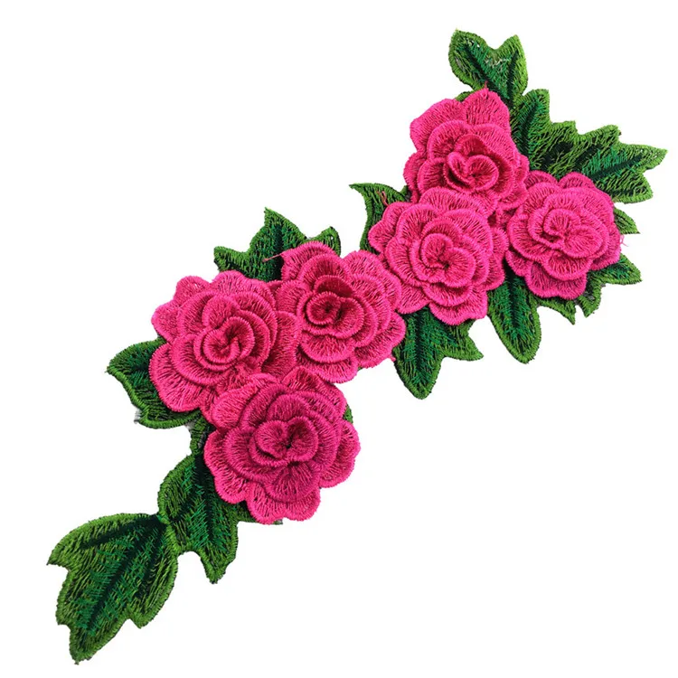 Rose 1 шт. 3D красная вышитая ткань цветок розы Венеция кружева швейная аппликация кружевной воротник декольте Воротник Аппликация аксессуары - Цвет: Rose
