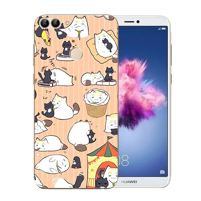 Чехлы для телефонов 5 65 дюймов Huawei P Smart Clear Soft TPU Enjoy 7S FIG-L21 FIG-LX1 LX2 LX3 Luck Cat Pattern |