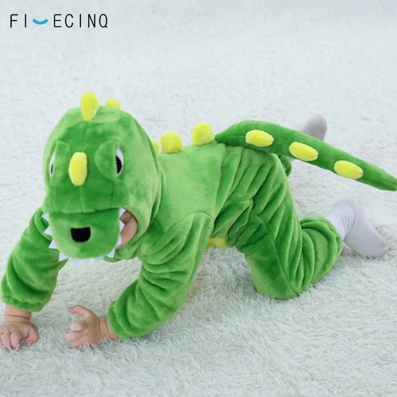 Baby Kigurumis Green Animal Cartoon Cosplay Costume Infant Child Bodysuit Onepiece Onesie Flannel Comfortable Fantasias