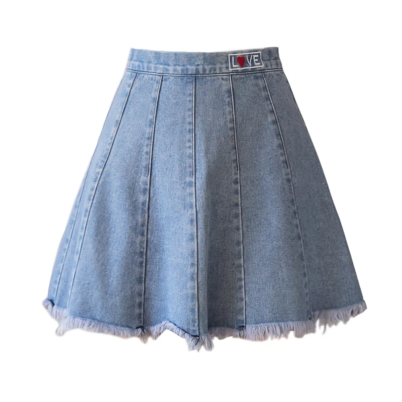 Женская джинсовая юбка с вышивкой Zoki модная летняя мини высокой талией и