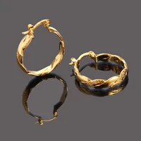22k 23k 24k thai baht yellow solid gold finish earrings hoop e india jewelry brincos top quality wave