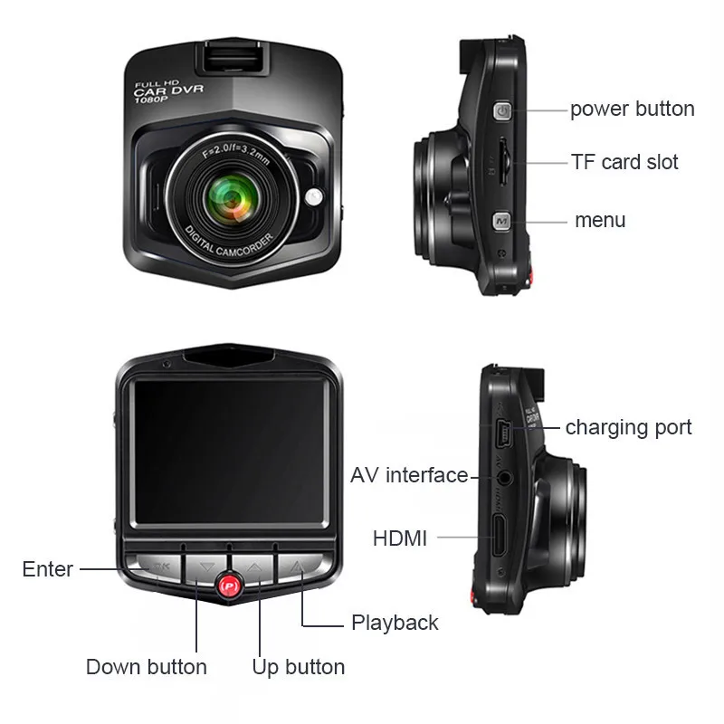 Мини Автомобильный dvr камера Dashcam Full HD 1080p видео регистратор G sensor ночного видения
