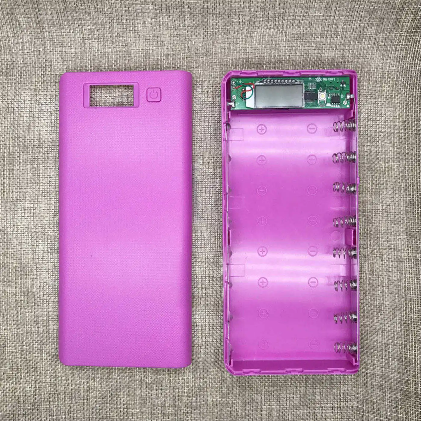DIY 18650 зарядное устройство, блок питания, многоцветный аккумулятор 8*18650, портативный чехол, внешний аккумулятор, корпус, ЖК-дисплей, внешняя коробка, без аккумулятора - Цвет: purple