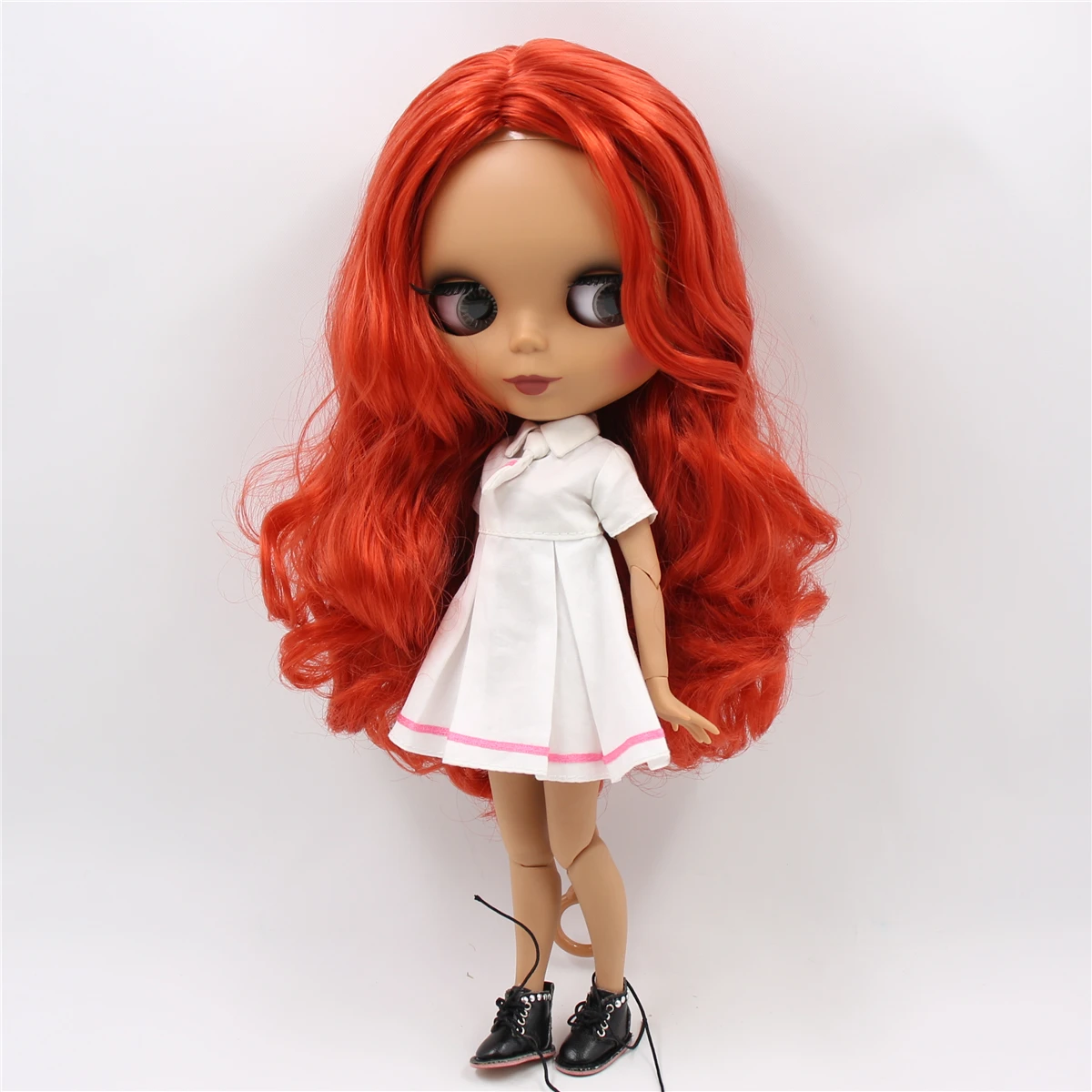 Ледяная кукла DBS Blyth 1/6 BJD для суставов тела красные волосы темная кожа матовое