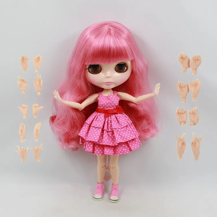 Ледяная кукла DBS Blyth 1/6 bjd шарнирное тело розовые волосы блестящая игрушка для лица